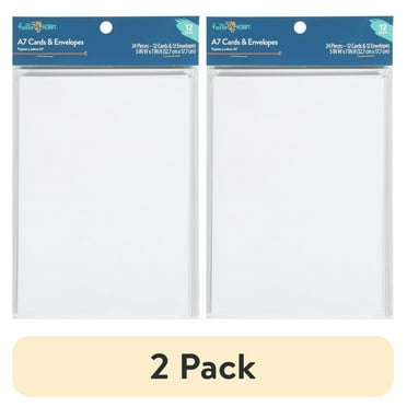 (2 pack) Hello Hobby A7 Blank All Occasion White Greeting Cards, with Envelopes 5" x 7" (12 Count)