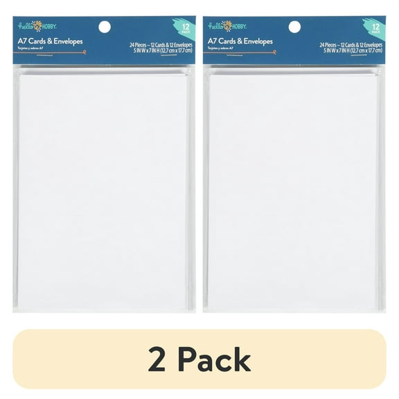 (2 pack) Hello Hobby A7 Blank All Occasion White Greeting Cards, with Envelopes 5" x 7" (12 Count)