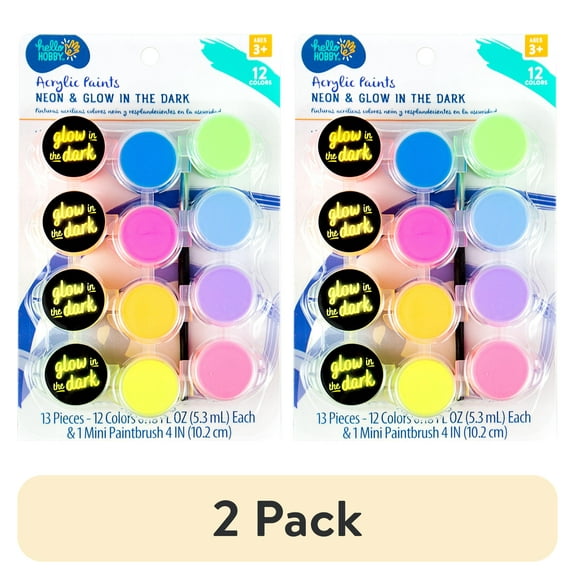(2 pack) Hello Hobby Acrylic Paint Strips & Paintbrush Set, Child, Ages 3+