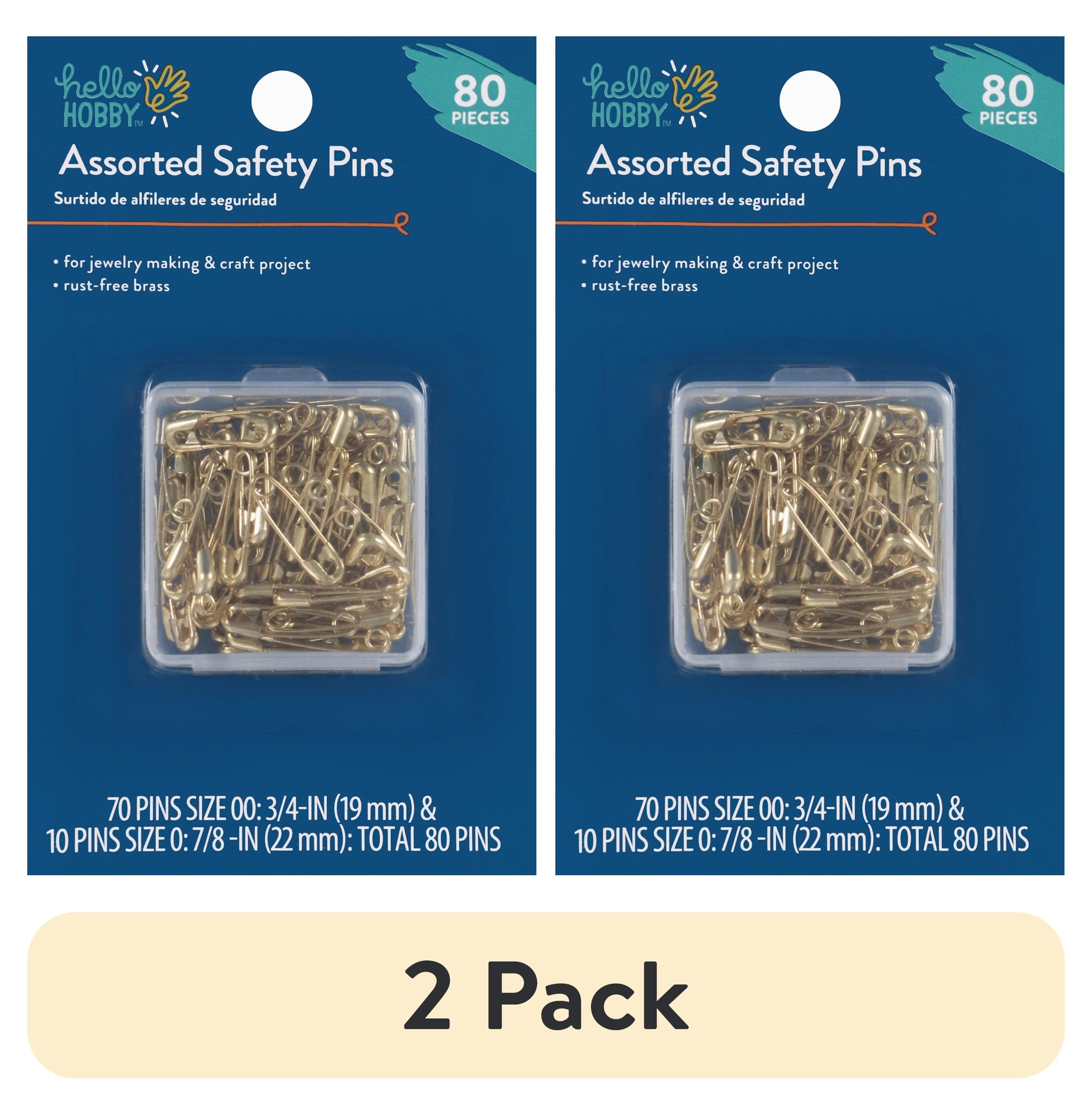 (2 pack) Hello Hobby Assorted Size Gilt Safety Pins (80 Count)