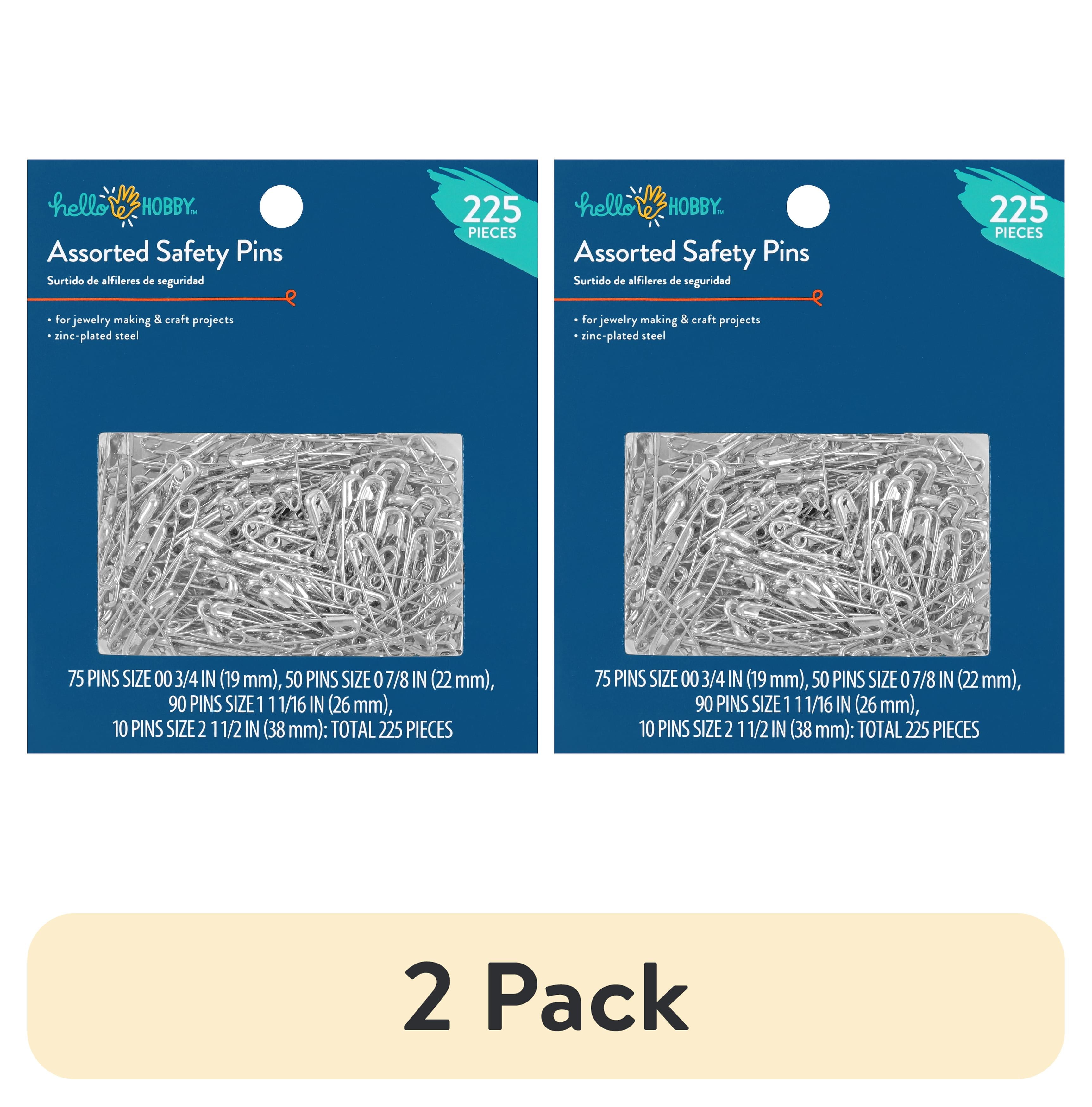 (2 pack) Hello Hobby Assorted Size Steel Safety Pins (225 Count)