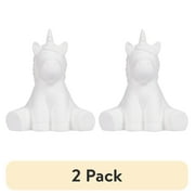 (2 pack) Hello Hobby Ceramic Paintable Figurine Sitting Unicorn, 5.25" Height White Craft Base