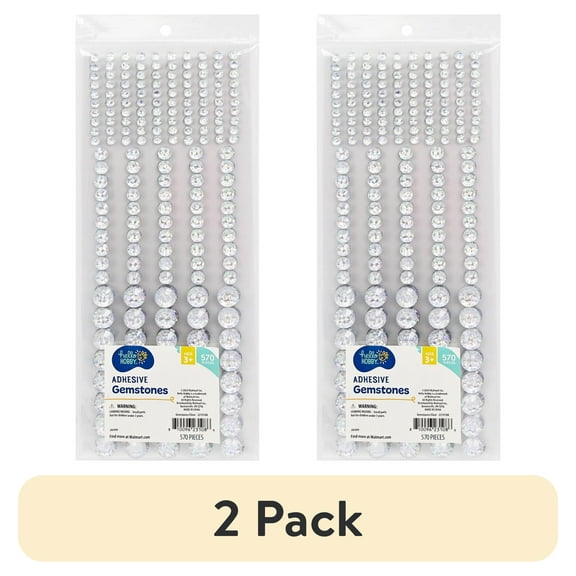 (2 pack) Hello Hobby Clear Iridescent Round Gemstones, 570 Piece Scrapbooking Embellishments
