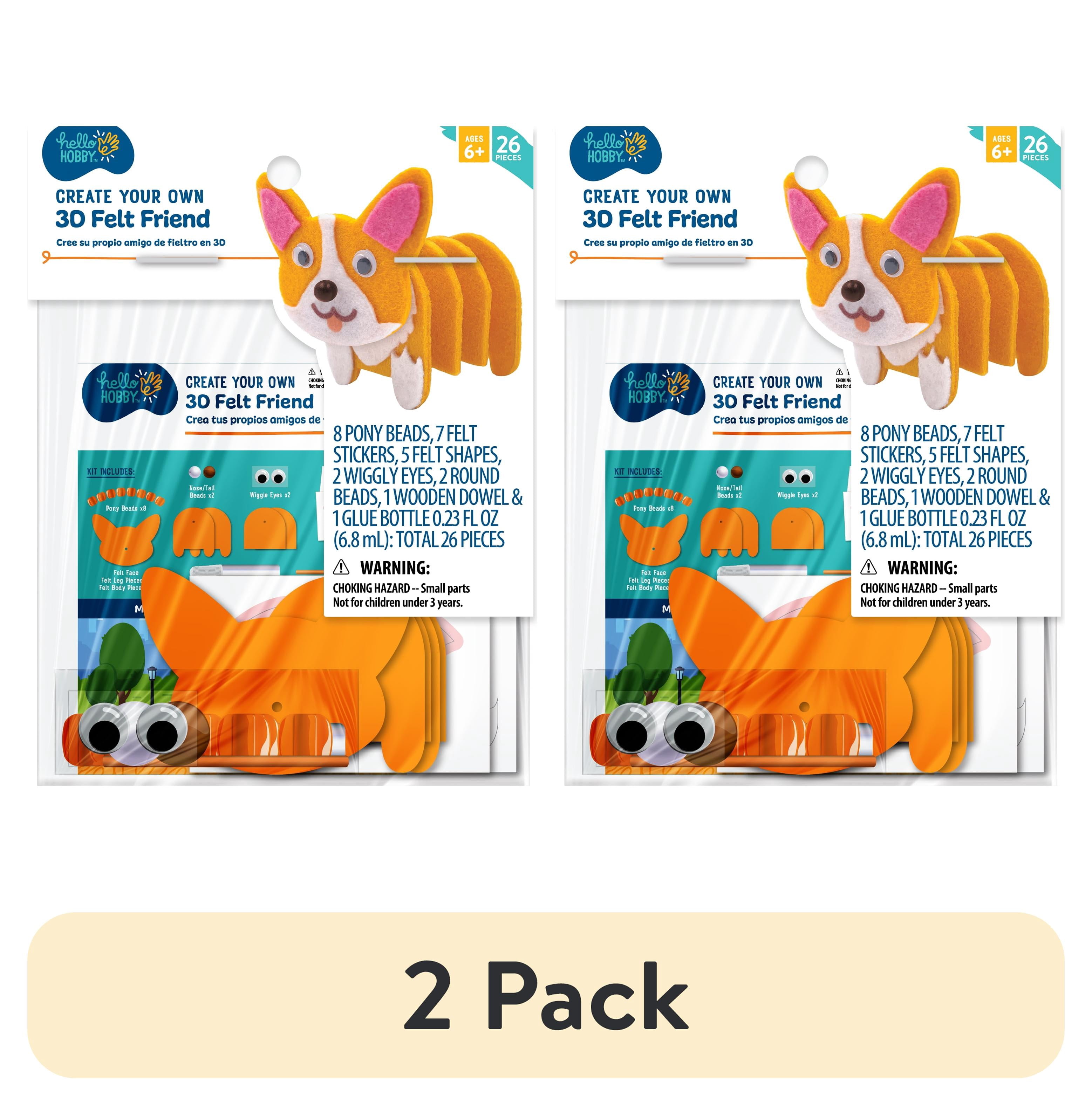 (2 pack) Hello Hobby Felt Friend Create Your Own 3D Corgi Craft Kit for Children