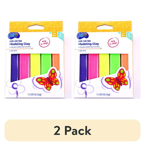 (2 pack) Hello Hobby EZ Shape 1 lb. Non-Drying Brights Modeling Clay