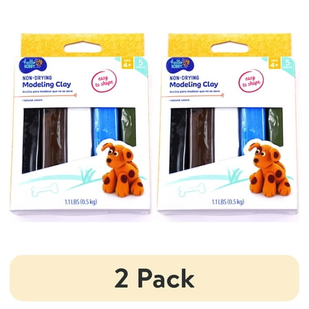 (2 pack) Hello Hobby EZ Shape 1 lb. Non-Drying Natural Modeling Clay