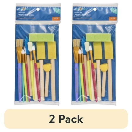 (2 pack) Hello Hobby Fashion Art Assorted Paintbrush Set, 16 Piece