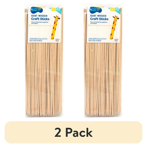 (2 pack) Hello Hobby Giant Wooden Craft Sticks, 45-Pack