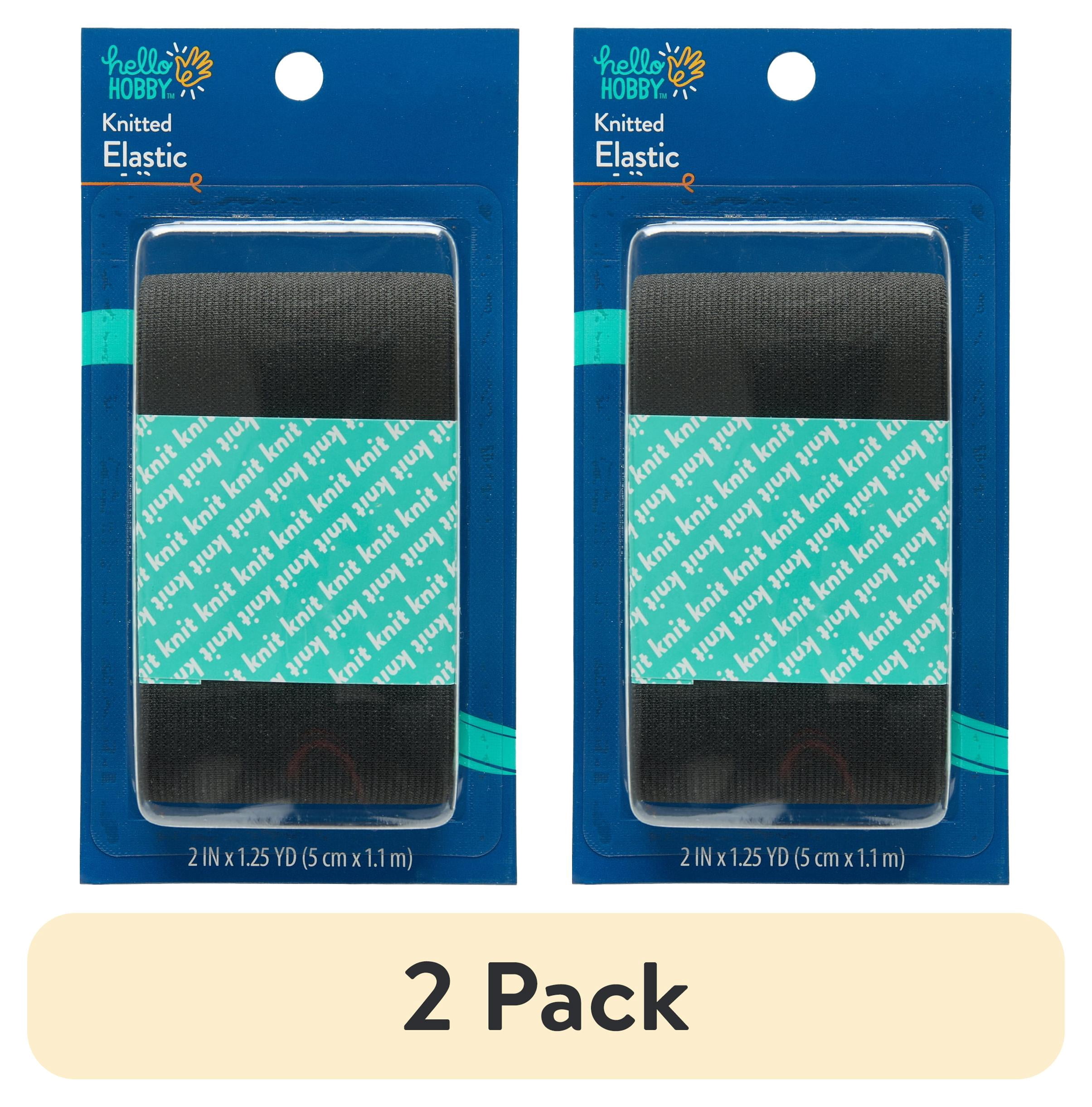 (2 pack) Hello Hobby 2 Inch Black Knit Elastic Band for Sewing and Crafts