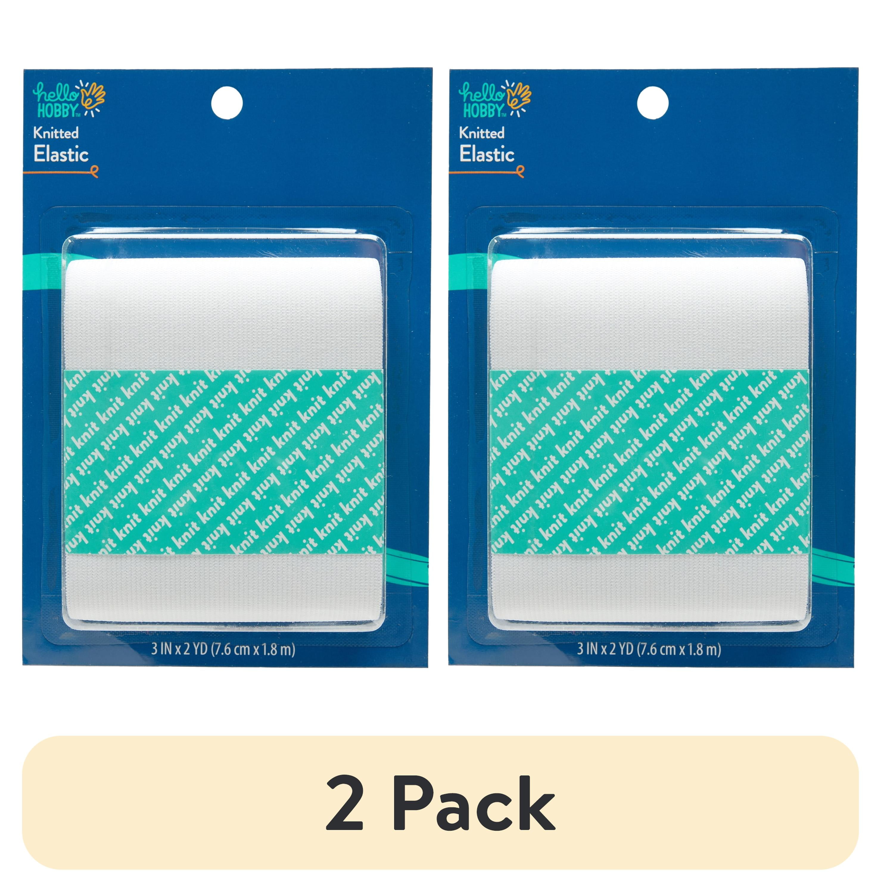 (2 pack) Hello Hobby Knitted Elastic, 3" x 2 yd, White
