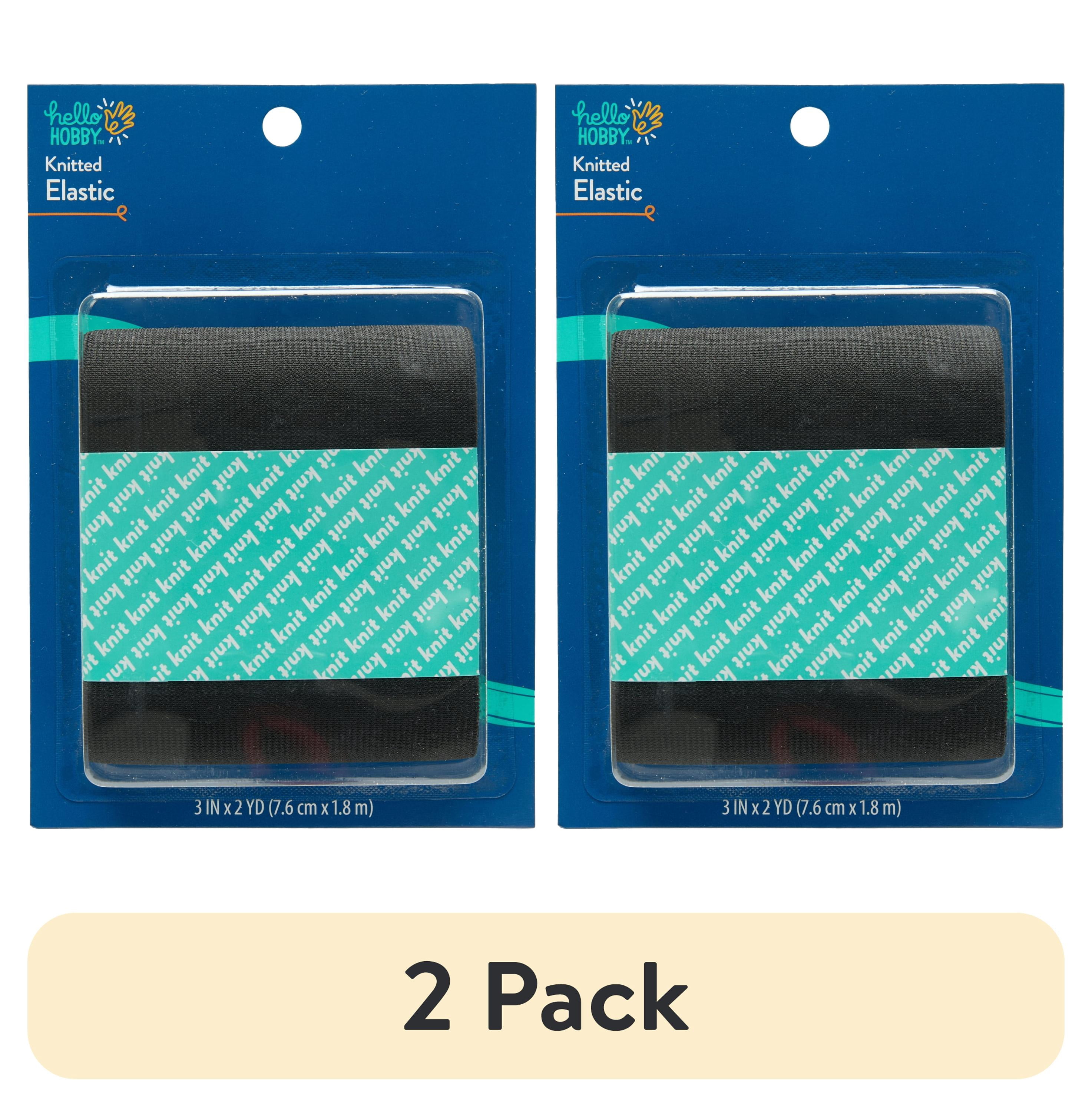 (2 pack) Hello Hobby 3" Black Knit Elastic for Sewing and Craft Projects