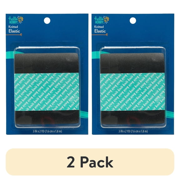 (2 pack) Hello Hobby 3" Black Knit Elastic for Sewing and Craft Projects