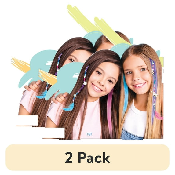 (2 pack) Hello Hobby Make Your Own Hair Accessories Kit for Kids, Multicolor