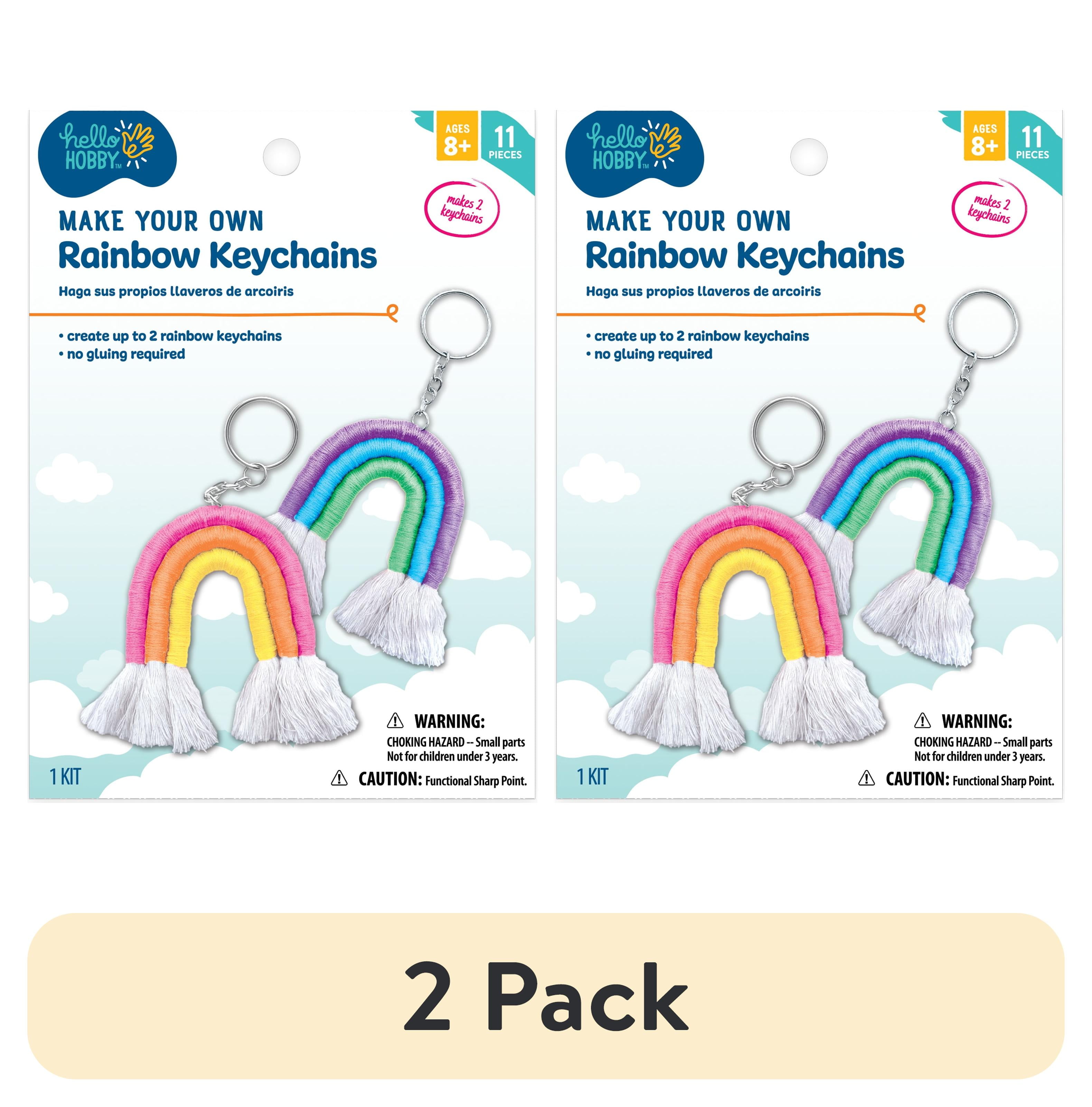 (2 pack) Hello Hobby Make Your Own Rainbow Keychains, Arts and Crafts Kit for Kids