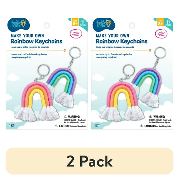 (2 pack) Hello Hobby Make Your Own Rainbow Keychains, Arts and Crafts Kit for Kids