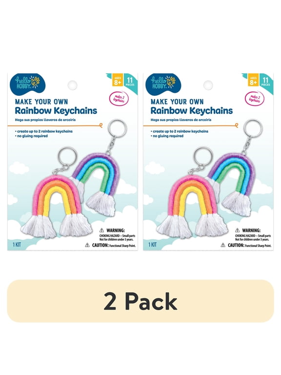(2 pack) (2 pack) Hello Hobby Make Your Own Rainbow Keychains, Arts and Crafts Kit for Kids