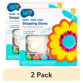 (2 pack) Hello Hobby Multicolor Paint Your Own Flower Stepping Stone, Arts & Crafts Kits
