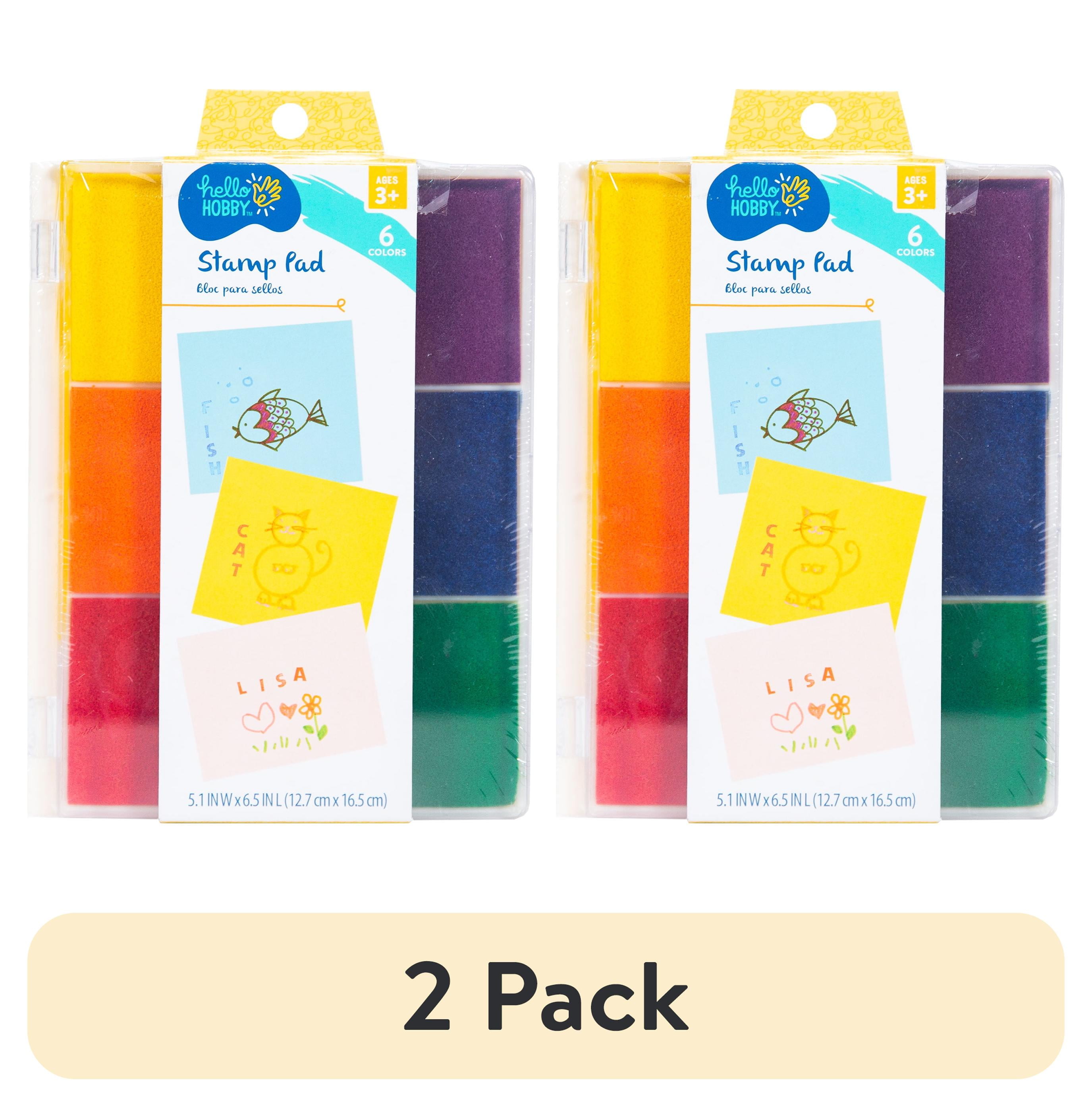 (2 pack) Hello Hobby Multicolor Stamp Pad with Washable Ink, 6 Bright Colors