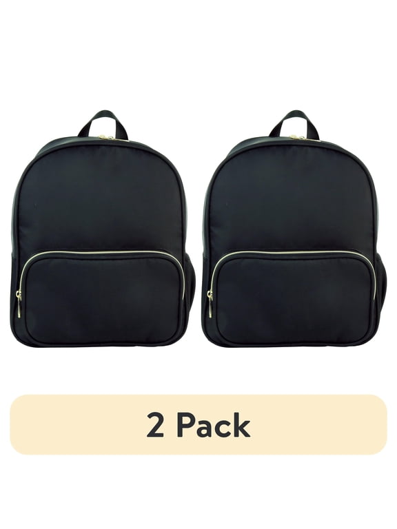 (2 pack) Hello Hobby Nylon Backpack, Customizable Travel Book Bag for Crafts, School, and Everyday Use, Black