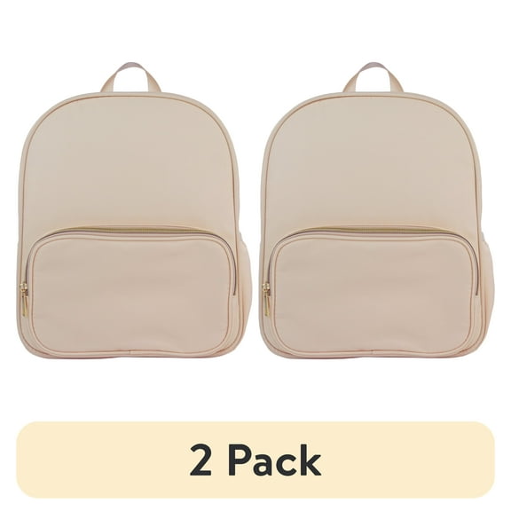(2 pack) Hello Hobby Nylon Backpack, Customizable Travel Book Bag for Crafts, School, and Everyday Teen Use, Tan