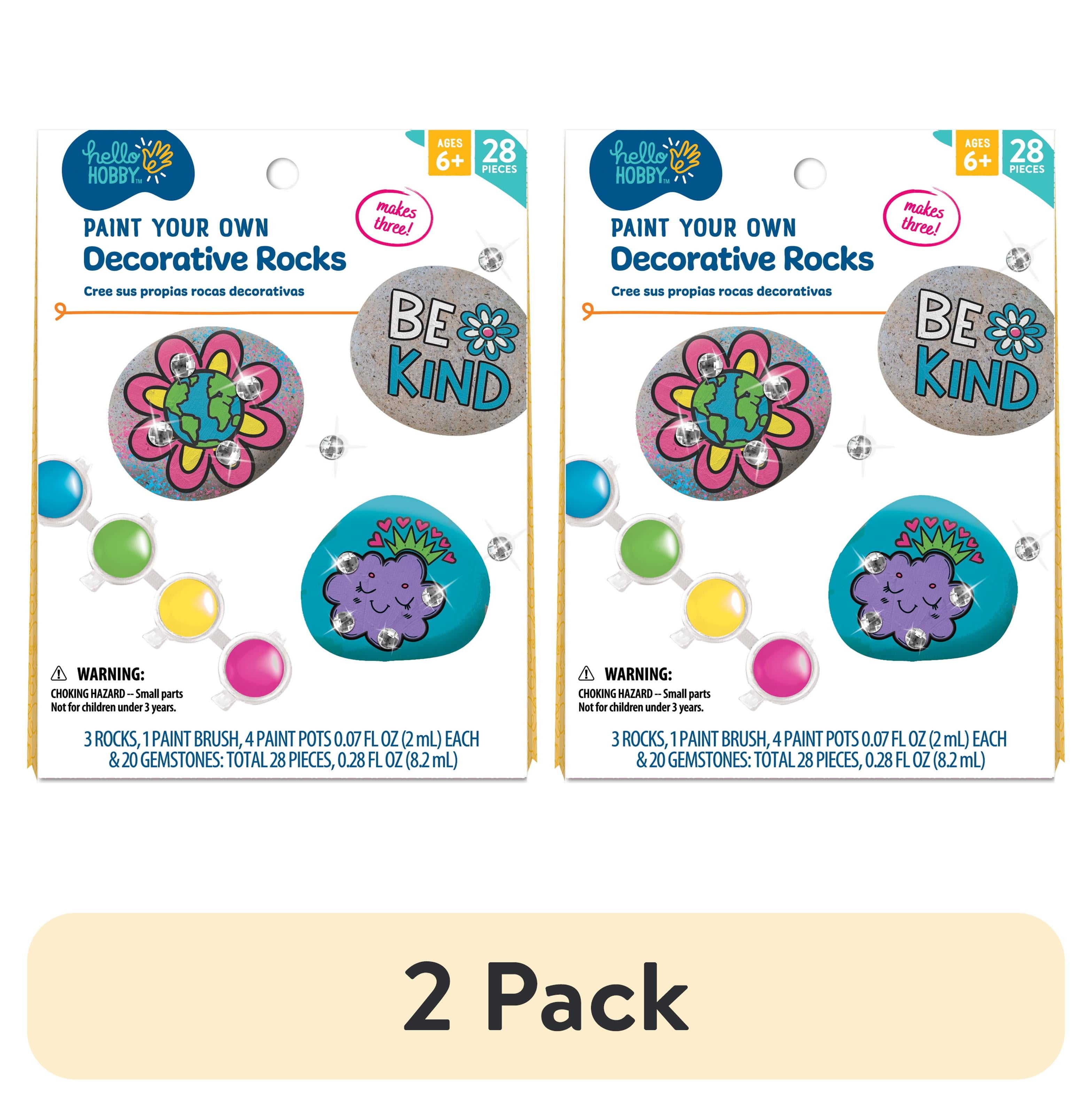 (2 pack) Hello Hobby Paint Your Own Decorative Rocks, Child Craft Kit