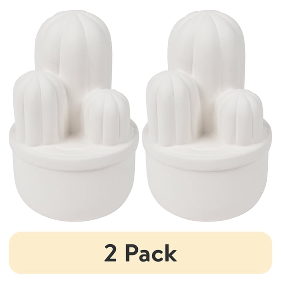 (2 pack) Hello Hobby Paintable Cactus Figurine, White 6" Ceramic Base to Paint