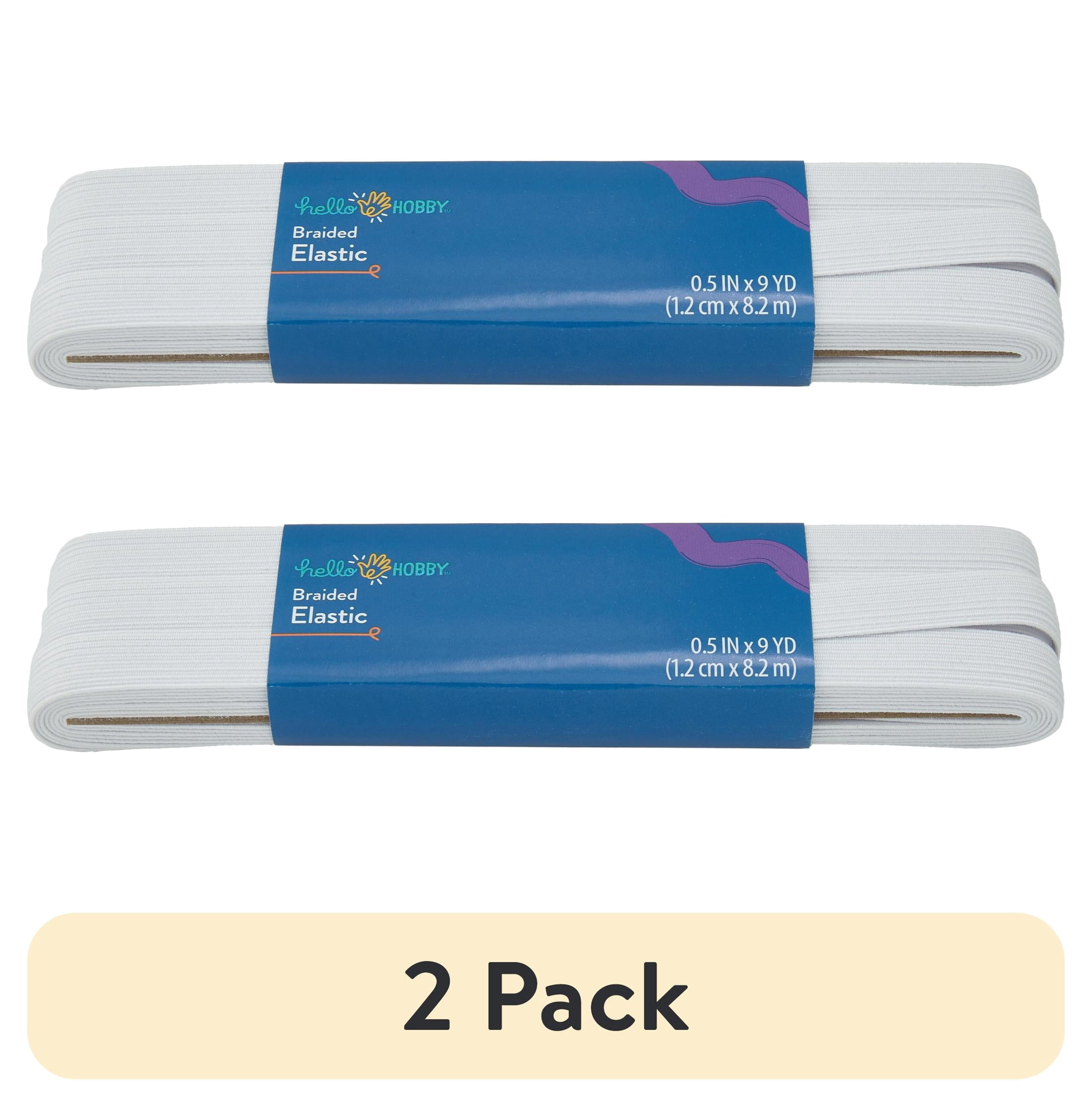 (2 pack) Hello Hobby 9 Yards 1/2 Inch White Braided Elastic for Sewing and Crafting