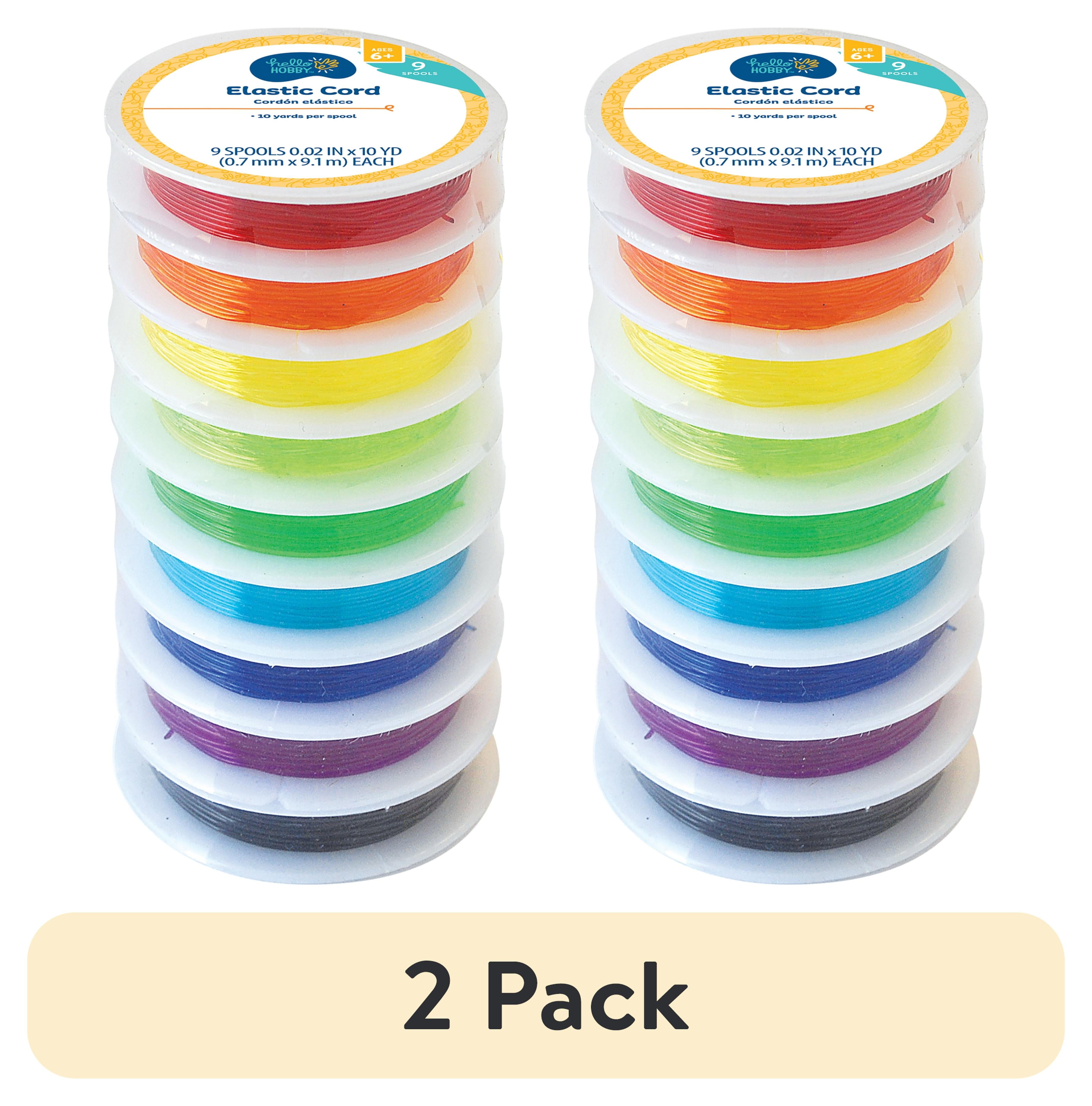 (2 pack) Hello Hobby 90 Yards Rainbow Elastic Stretch Jewelry Cord for Crafting Projects