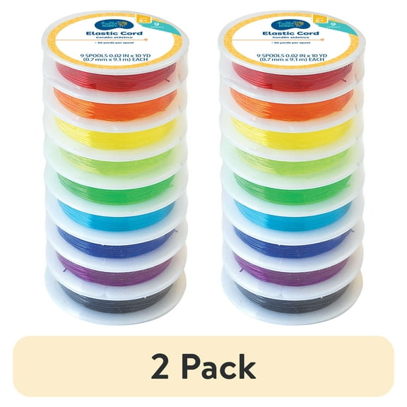 (2 pack) Hello Hobby 90 Yards Rainbow Elastic Stretch Jewelry Cord for Crafting Projects