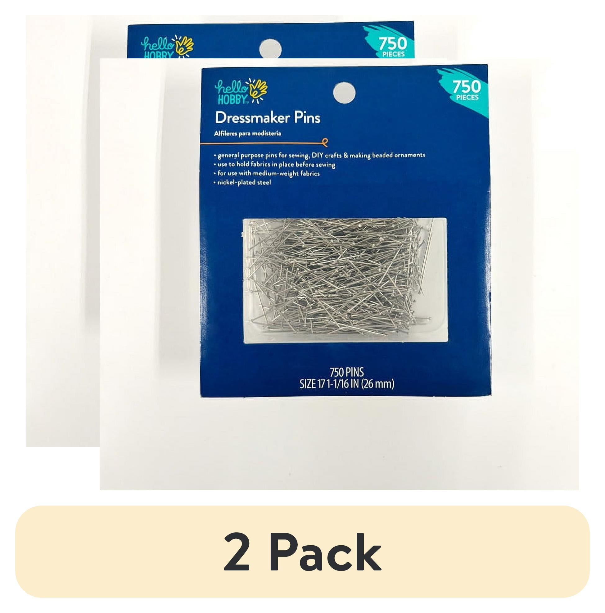 (2 pack) Hello Hobby Silver Pins Dressmaker 750 Count, Size 17, Nickel-Plated Steel