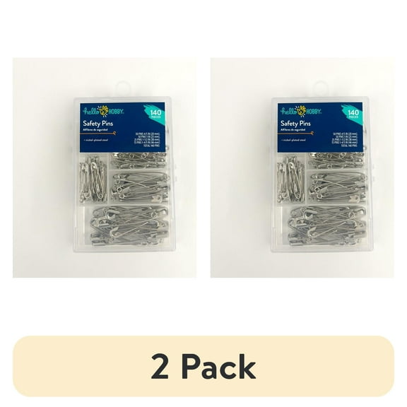 (2 pack) Hello Hobby Silver Steel Safety Pins Mix 140 Count with Assorted Sizes