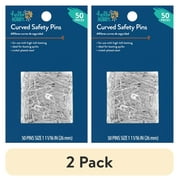 (2 pack) Hello Hobby Size 1 Curved Nickel-Plated Steel Safety Pins (50 Count)