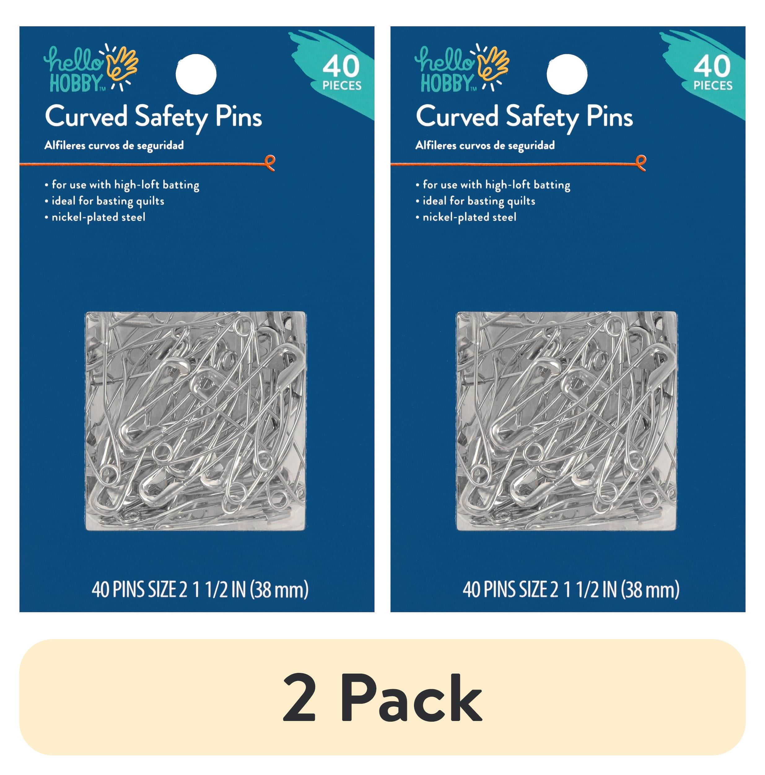 (2 pack) Hello Hobby Size 2 Curved Nickel-Plated Steel Safety Pins (40 Count)