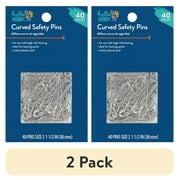 (2 pack) Hello Hobby Size 2 Curved Nickel-Plated Steel Safety Pins (40 Count)