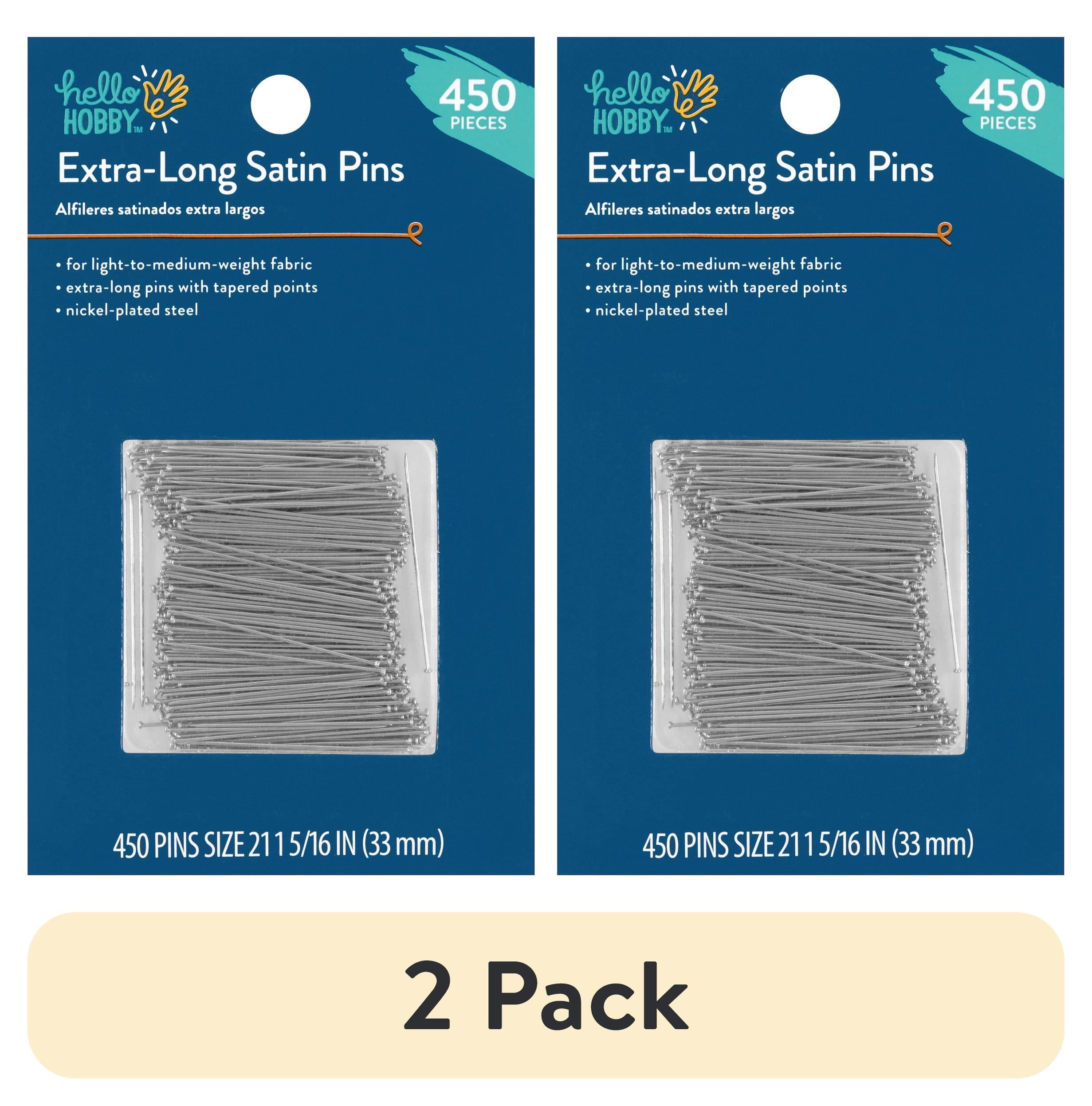 (2 pack) Hello Hobby Size 21 Extra-Long Satin Pins, Nickel-Plated Steel (450 Count)