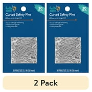 (2 pack) Hello Hobby Size 3 Curved Nickel-Plated Steel Safety Pins (30 Count)