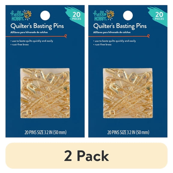(2 pack) Hello Hobby Size 3 Gold Quilter's Brass Safety Pins (20 Count)