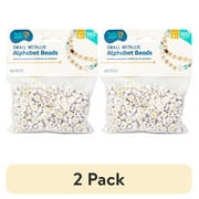 (2 pack) Hello Hobby Small Metallic Alphabet Beads