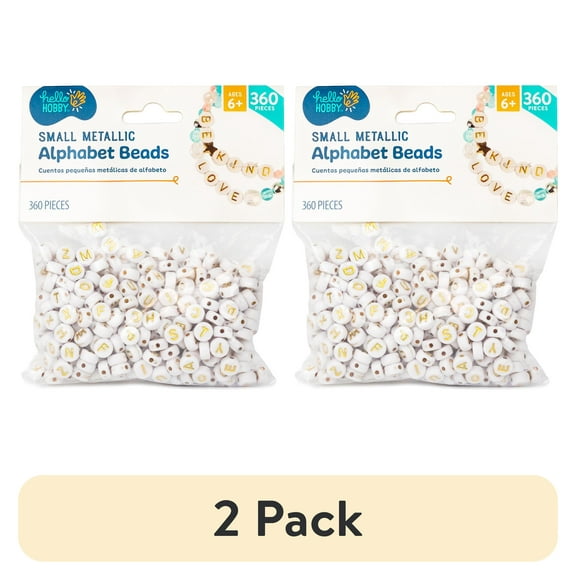 (2 pack) Hello Hobby Small Metallic Alphabet Beads