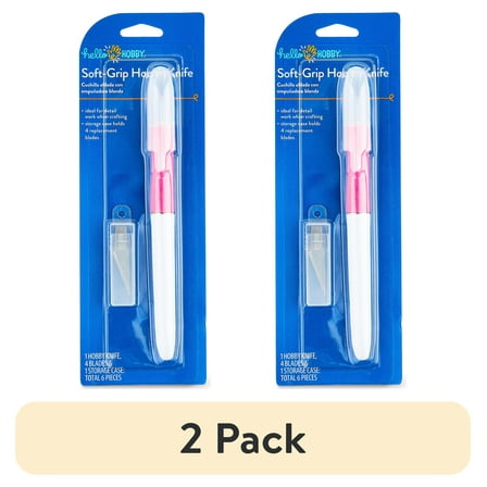 (2 pack) Hello Hobby Soft Grip Craft Knife, 6 Pieces, Pink