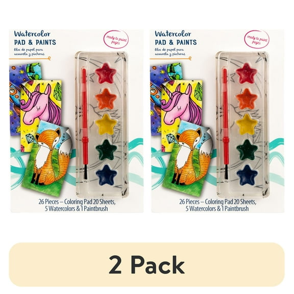 (2 pack) Hello Hobby Space Watercolor Pad & Paint Art Kit, Boys and Girls, Child, Ages 6+