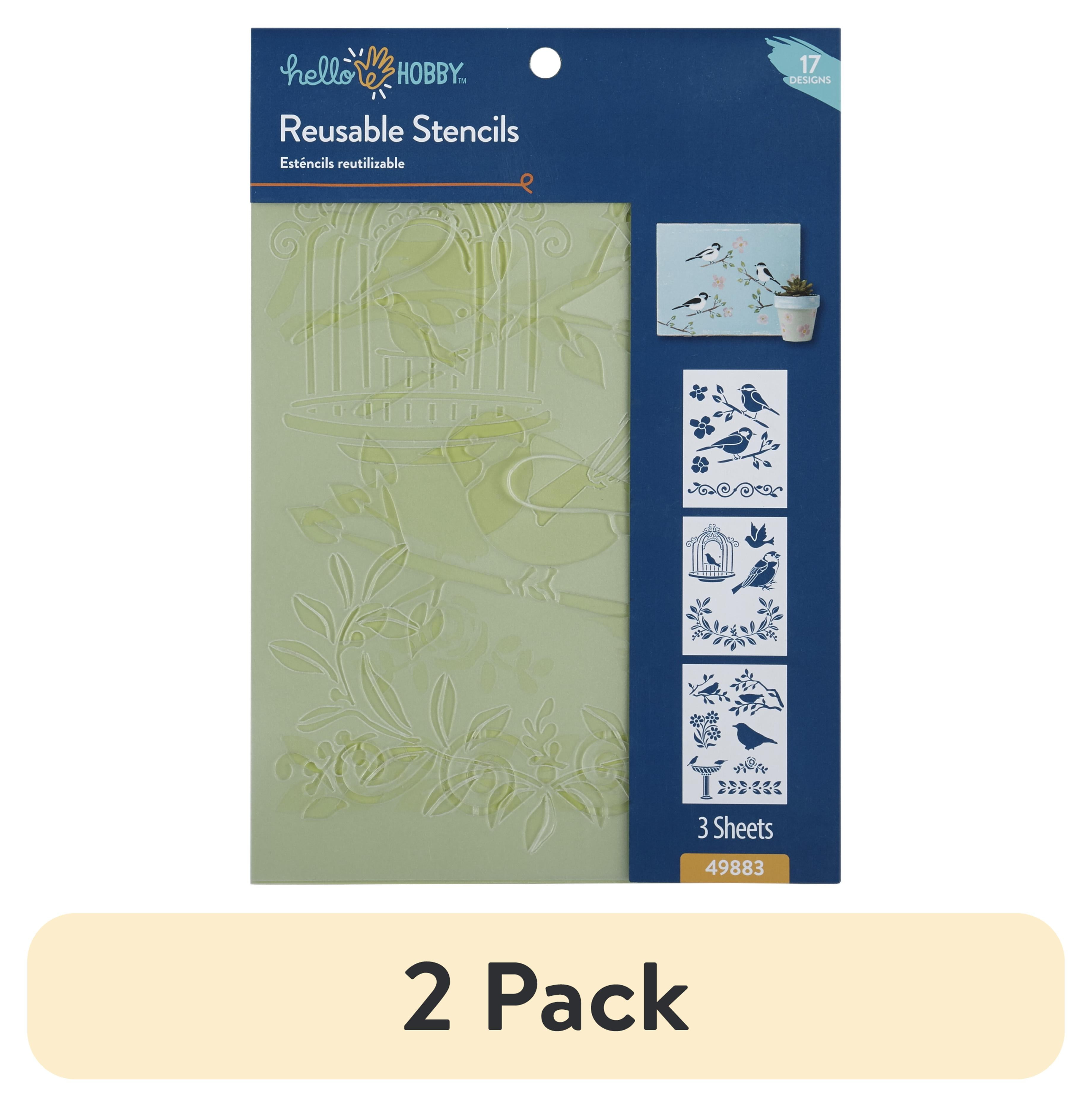 (2 pack) Hello Hobby Stencil Set, 7" x 10", 3 Piece, Birds