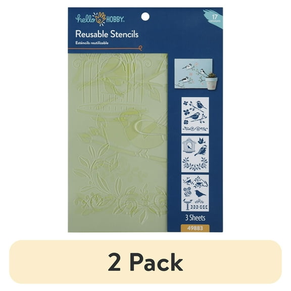 (2 pack) Hello Hobby Stencil Set, 7" x 10", 3 Piece, Birds