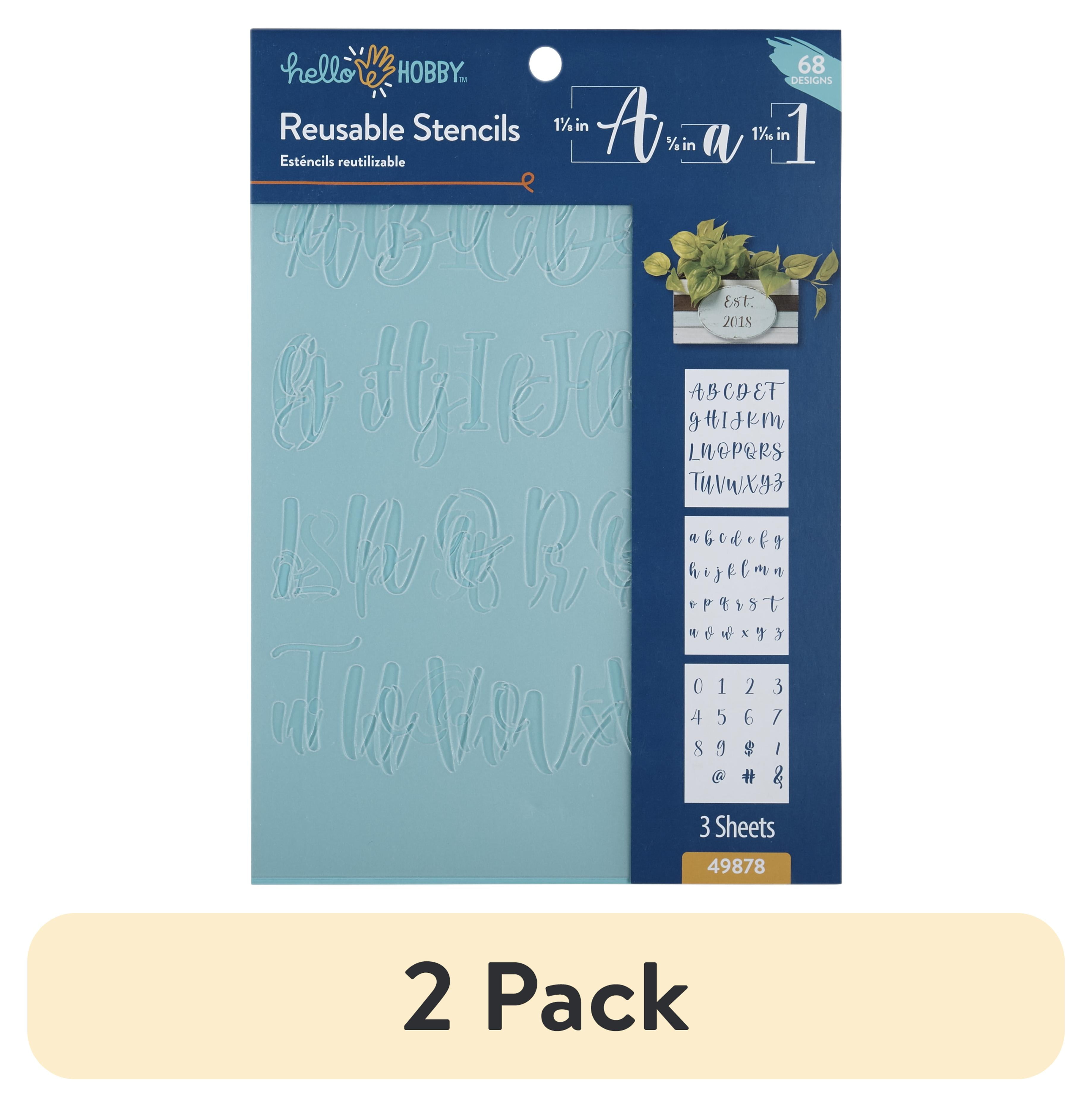 (2 pack) Hello Hobby Stencil Set, 7" x 10", 3 Piece, Modern Fonts
