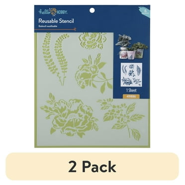 (2 pack) Hello Hobby Stencil Set, 8.5" x 9.5", 1 Piece, Floral & Fern