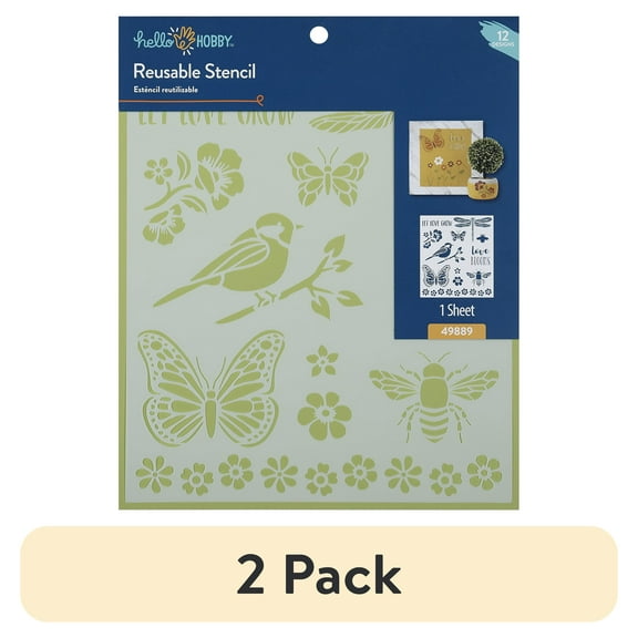(2 pack) Hello Hobby Stencil Set, 8.5" x 9.5", 1 Piece, Love