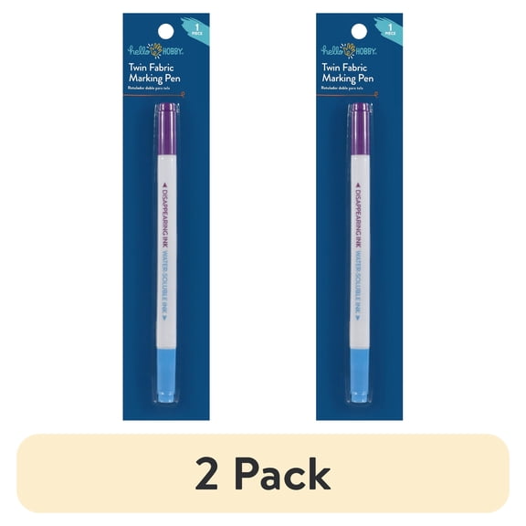 (2 pack) Hello Hobby Twin Fabric Marking Pen, Purple and Blue, 1 Count
