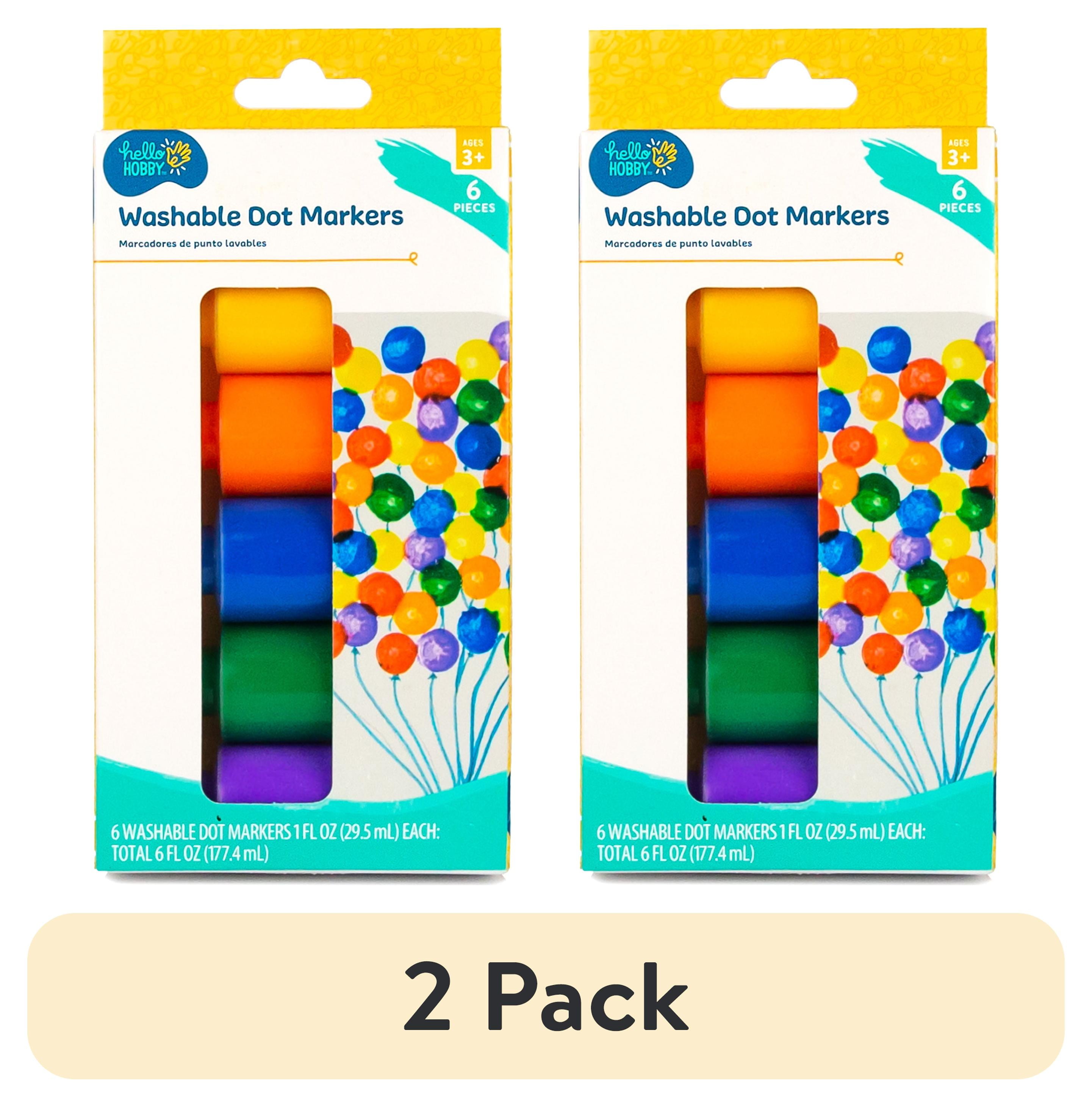 (2 pack) Hello Hobby Washable Dot Markers, 6-Pack Primary Colors