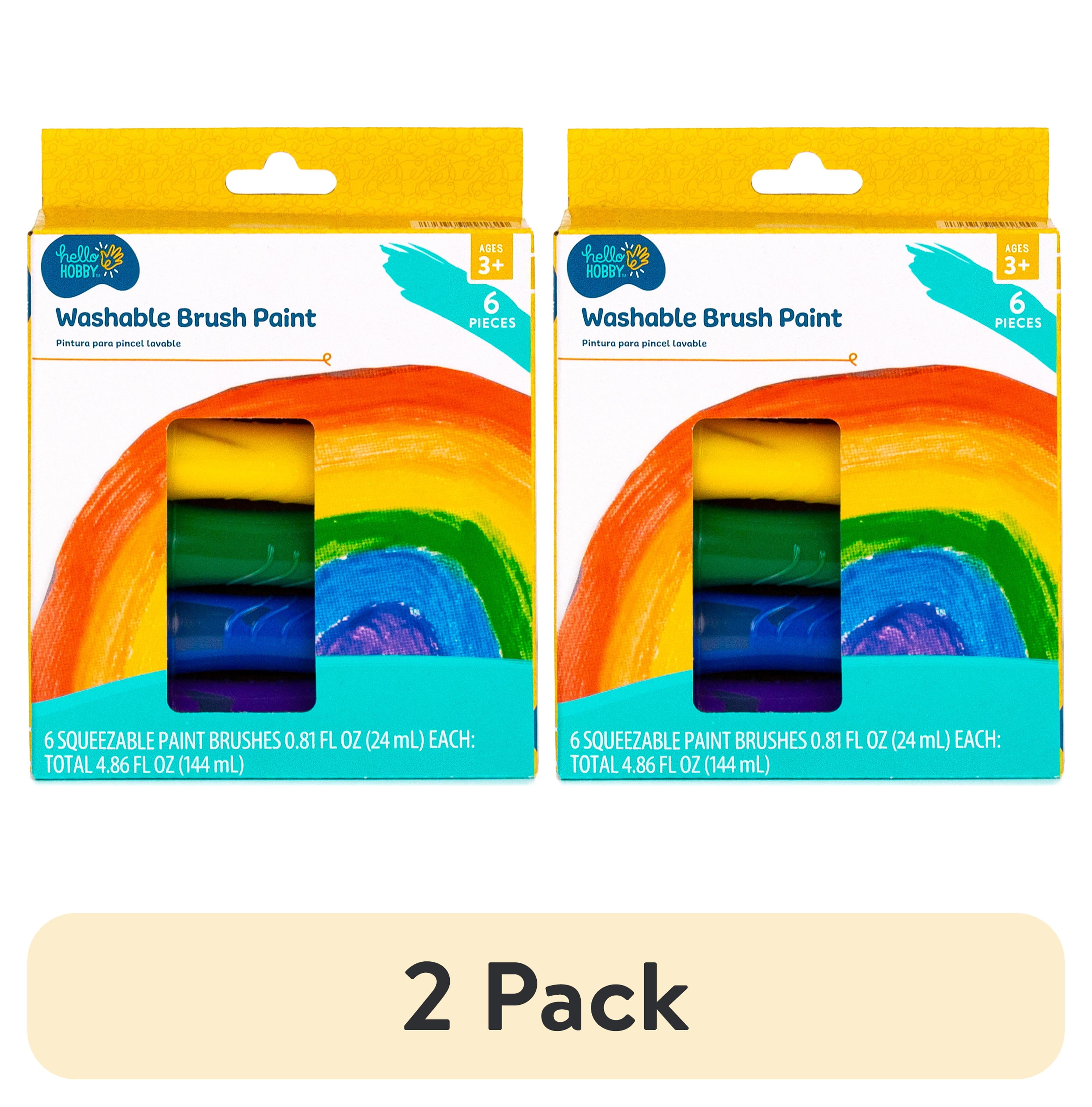 (2 pack) Hello Hobby Washable Squeezable Paintbrushes, 6-Pk