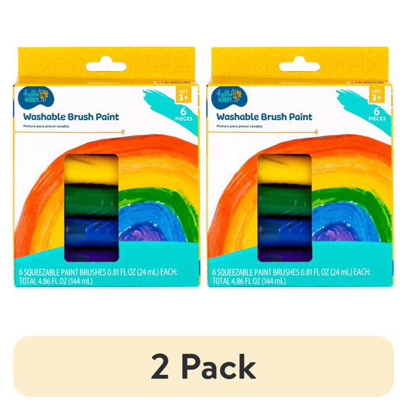 (2 pack) Hello Hobby Washable Squeezable Paintbrushes, 6-Pk